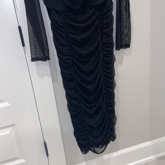 NEW Sexy Black See Through Ruched Midi Dress Plus Size 2x by Fashion Nova NWT - Picture 10 of 15